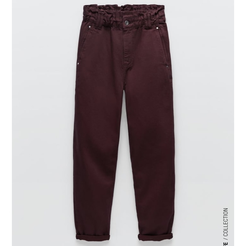 Zara Baggy Paperbag Jeans, Eggplant, Sz 27 (US 4)